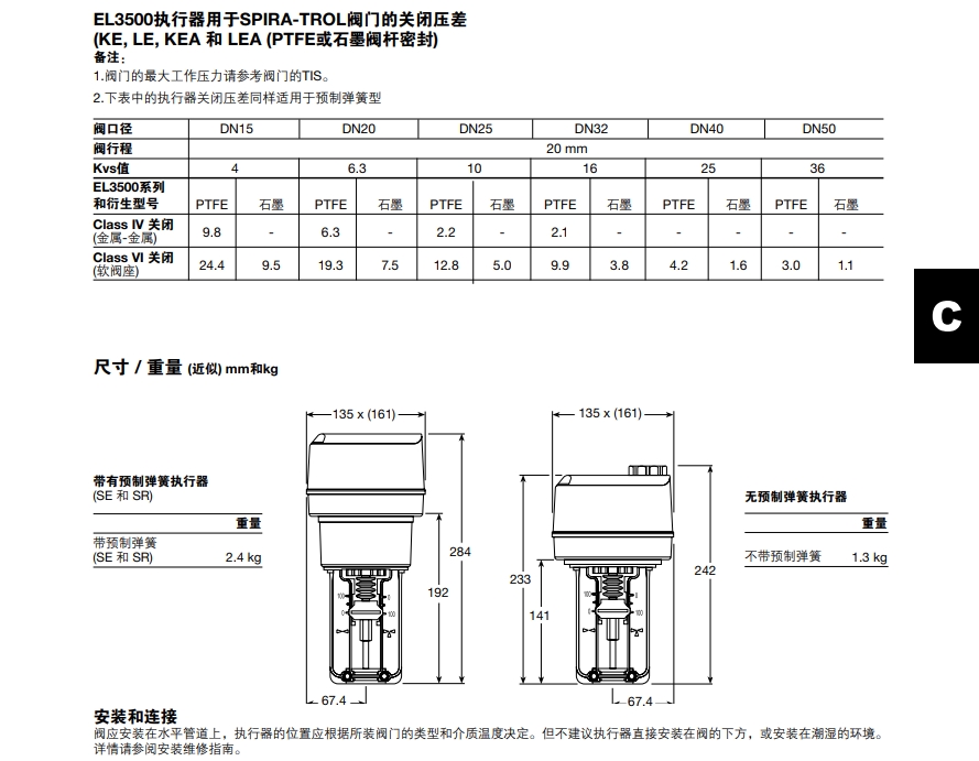 斯派莎克EL3500電動執(zhí)行器尺寸參數(shù)