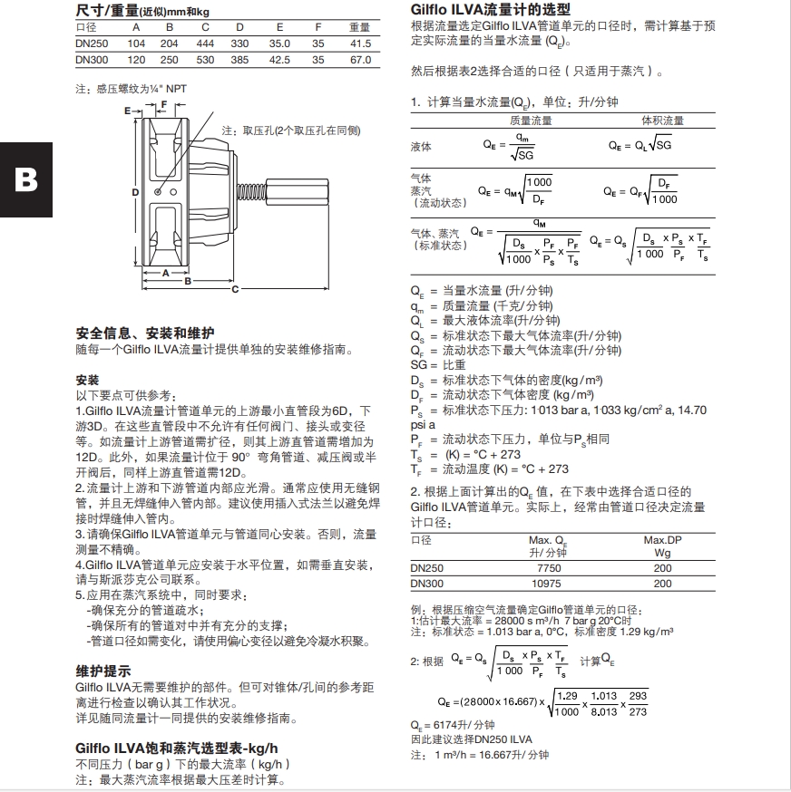 斯派莎克Gilflo ILVA流量計(jì)尺寸，選型