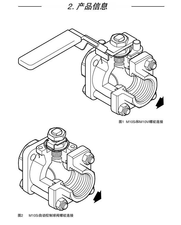 斯派莎克M10Si ISO球閥，M10Si ISO自動(dòng)控制球閥和M10Vi ISO球閥結(jié)構(gòu)圖